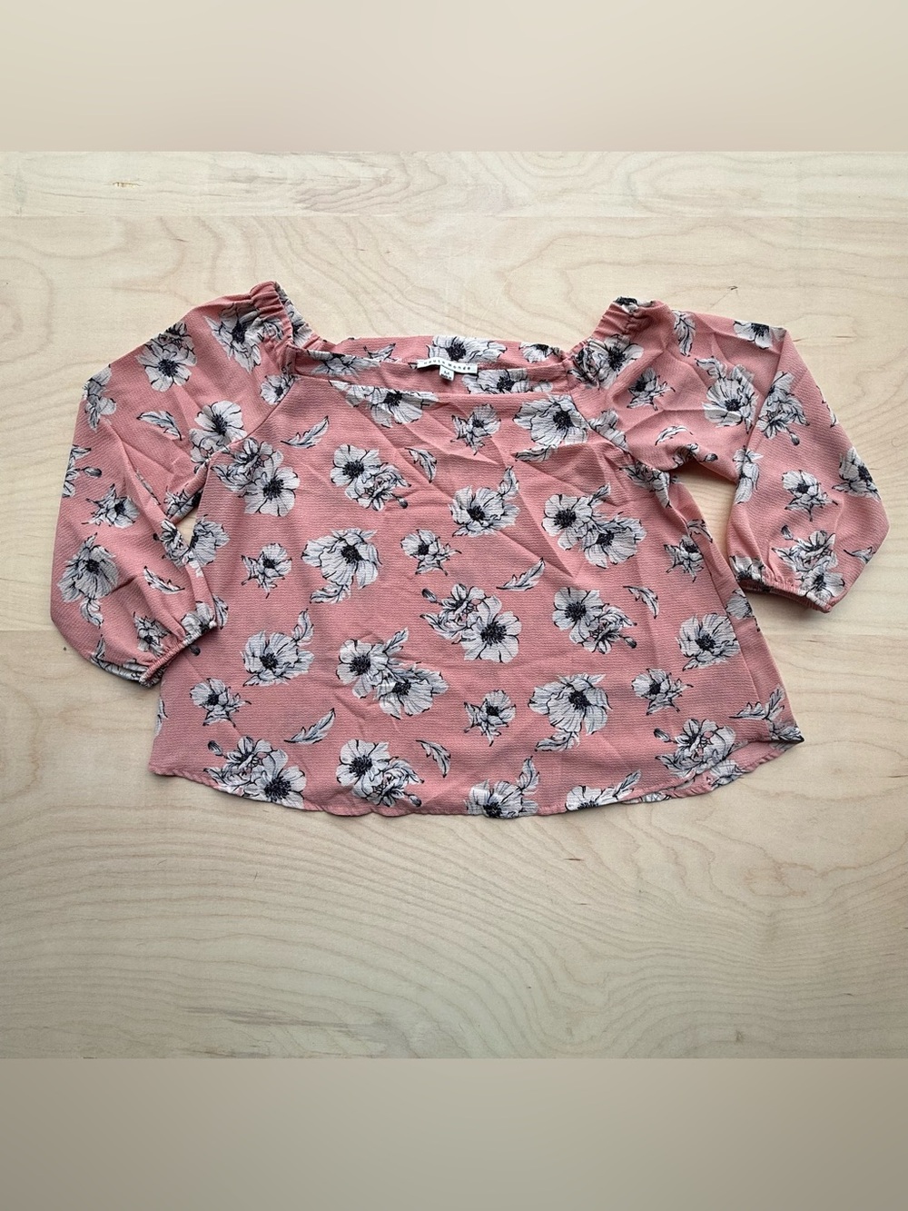 Haute Monde Women's Mauve Pink Floral Off the Shoulder Blouse Shirt size M